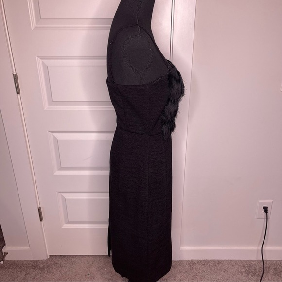 Banana Republic Fringed Cocktail Dress Black Removeable Straps Women's Size 8 - Picture 4 of 10